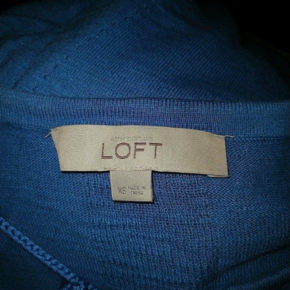 LOFT Top Knit Keyhole Neck Tassel Tie Side Split 3/4 Sleeve Hi Low - Picture 5 of 6